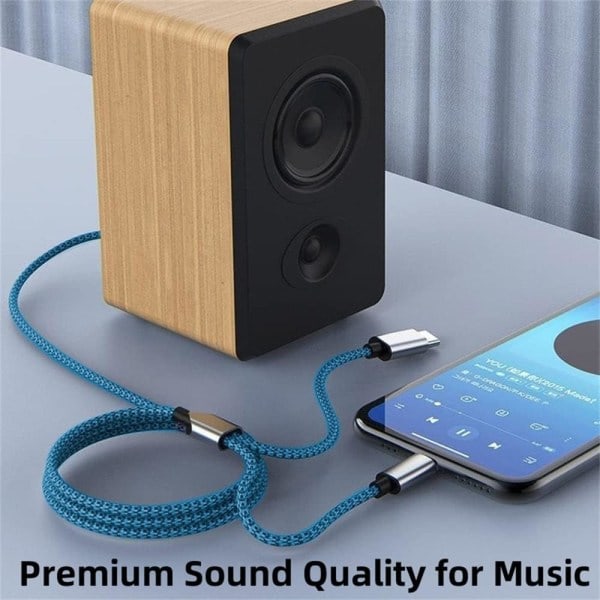Punottu nylon USB C & Lightning - 3,5 mm:n Jack Audio Adapter Aux-kaapeli