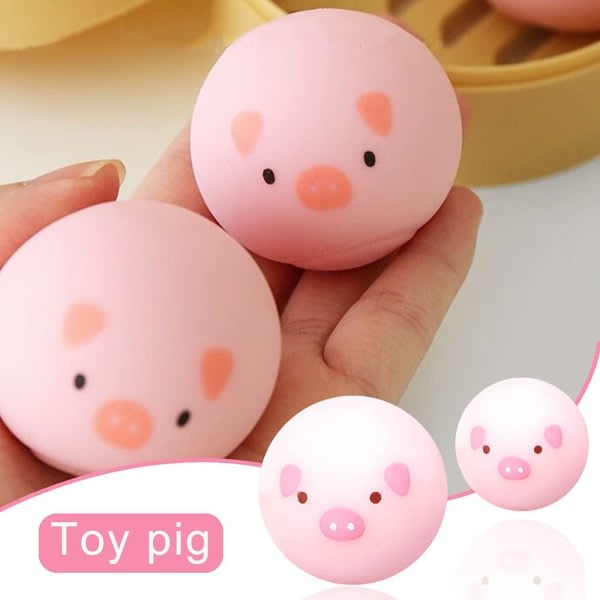 Squeeze Toy Vent Ball Pink Pig Slow Rising Toy Stress Ball, Medium