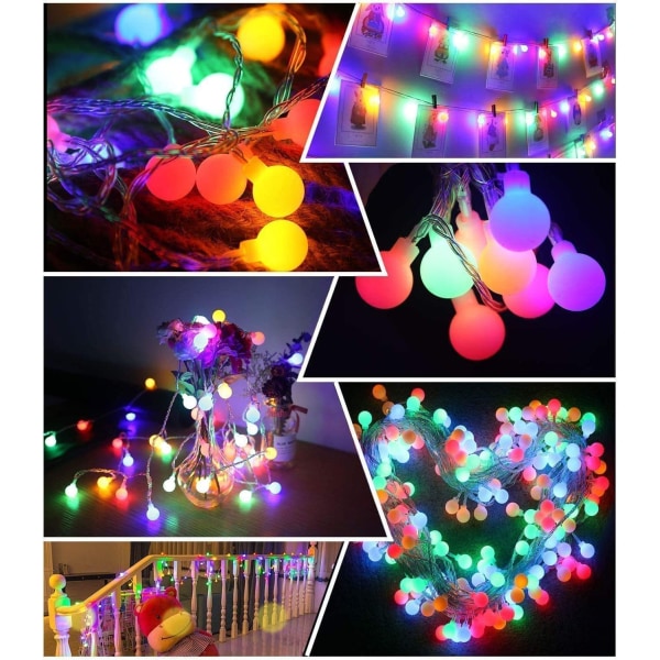 Kugleformede Fairy Lights, 8 tilstande 100 LED-stik udendørs streng