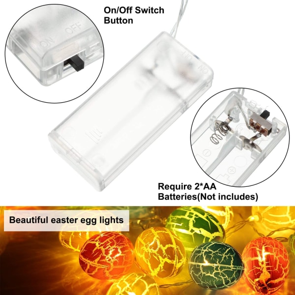 2 stk påskeæg lyskæder LED påskeæg lamper batteri