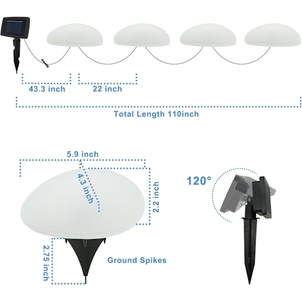 Set med 4 Solarlampor Utomhus Vattentäta Solstenar Trädgårdslampor Dekorativa med Kallvita LED, Kallvita-XF2-