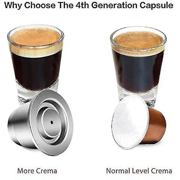 Kapsel, Återanvändbar, Rostfritt Stål, 3 St Refyllbara Pads För Nespresso + 1 Tamp + 1 Sked + 1 Borste