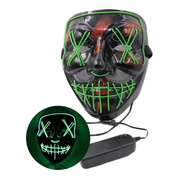 Halloween Mask Led Glow Mask El Wire Light Up The Purge Movie Costume Light Halloween Party green