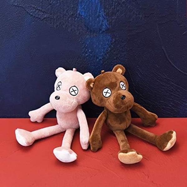 Dyre-plys nøglering sødt udstoppet legetøj og interessant rygsæk dukkevedhæng til børn eller venner (ærtebjørnebrun 2-pak)