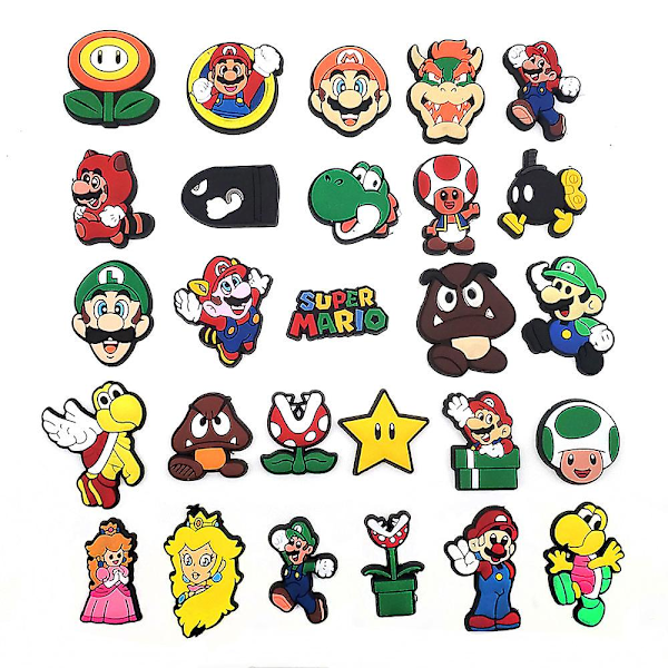 27 stk Super Mario Bros skocharms, Croc Clog sko dekorationer til børn og voksne