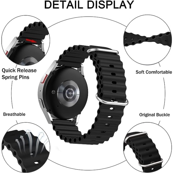 2-pakkaus Ocean Sport Band Samsung Galaxy Watch Ranneke Mjukt silikoni Galaxy Watch 5 Pro/Galaxy Watch 4/Galaxy Watch Active 2/Gear Sport