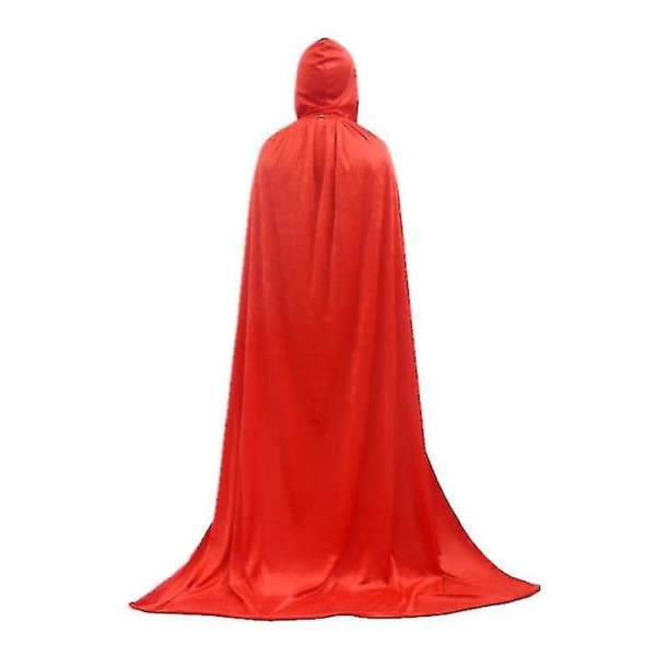 Unisex huvkappa, hel lång sammetskappa för Halloween Cosplay-kostymer red 80cm