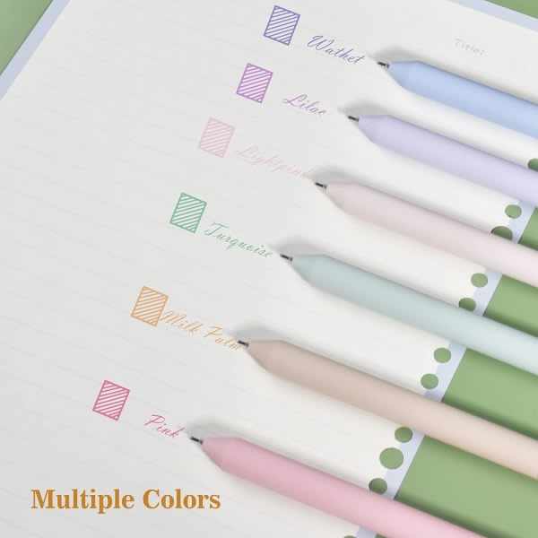 6st fargede gelpennor, pastellfärger, rasktorkande bläckpenna Fin punkt 0,5 mm mjuk skrift for skolmaterial Journalföring Anteckningspapper