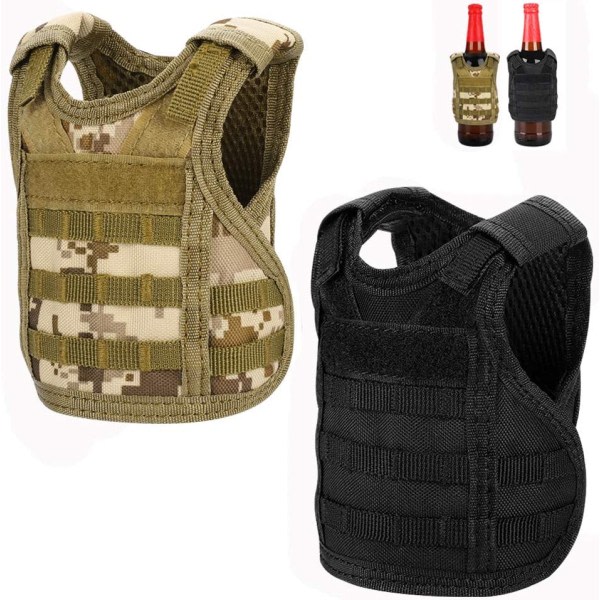 2 Pack Tactical Mini Beer Veste, Molle Beer Jacket Camouflage Be