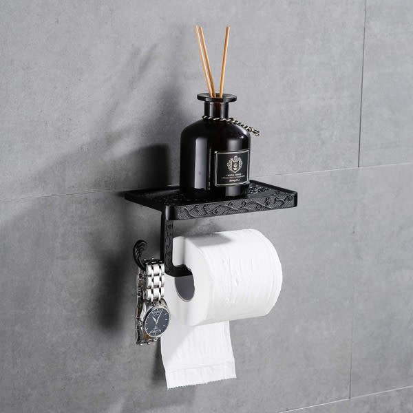 WC-paperiteline Seinään kiinnitettävä wc-paperiteline (musta)