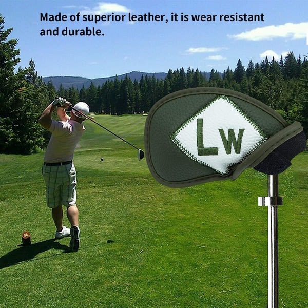 Golfklubboverdrag Cover Lyxigt PU-læder 12-pack, golfklubboverdrag Headcover sæt med let nummer for mænd kvinder