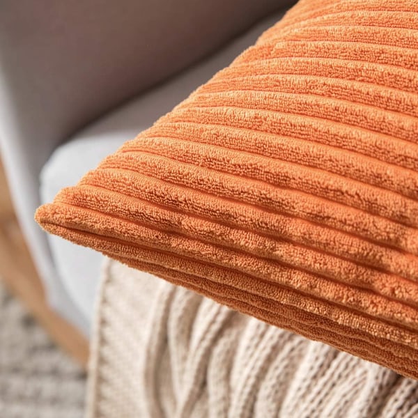 2-pak høst manchester blød solid dekorativ firkantet pudebetræk sæt pudebetræk pudebetræk 45 x 45 cm orange