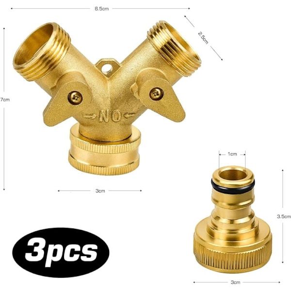 2-veis Y-fordeler med 3/4\" hurtigkobling i messing for vanningsverktøy