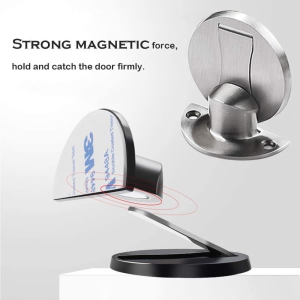 Magnetisk dörrstopp, magnetisk dörrstopp borstad satinnikkel, golvmetall magnetisk dörrstopp, 1 st