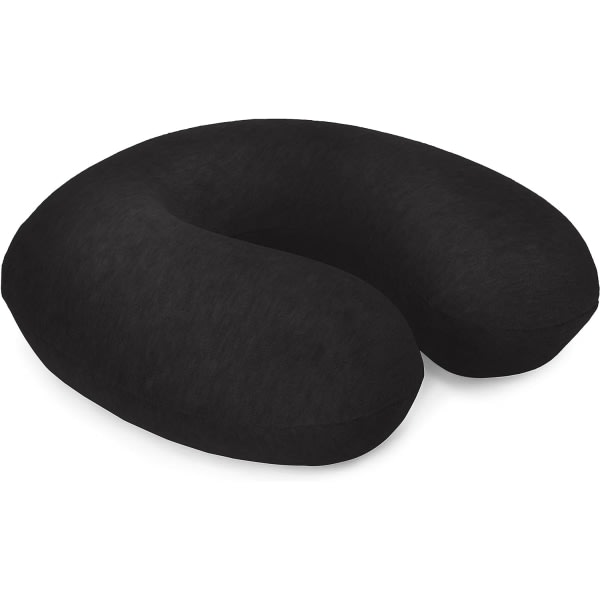 Memory Foam rese-nackkudde med avtagbart cover och elastisk bärrem, svart, halvcirkelformad