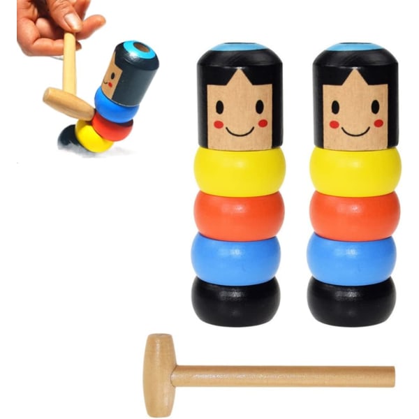 Unbreakable Wooden Man, Funny Magic Toy 2stk Unbreakable Wooden