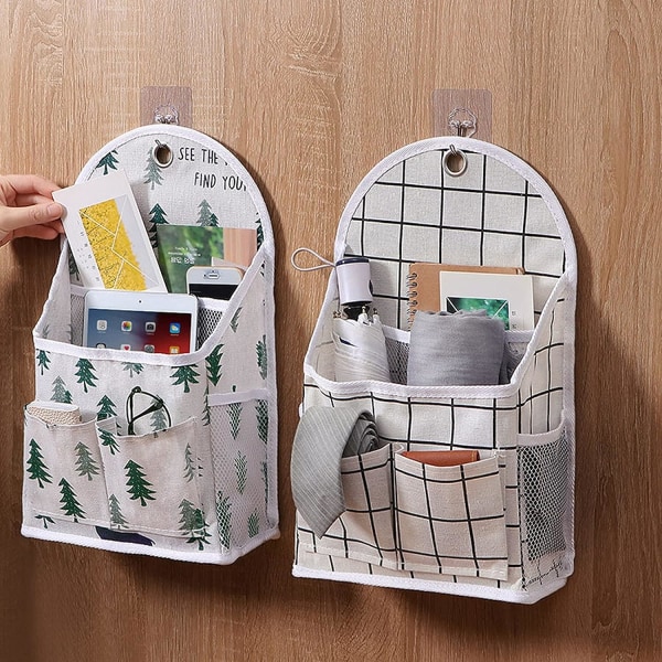 2-Pack Home Wall Storage Bags, Desktop Storage Baskets Cotton