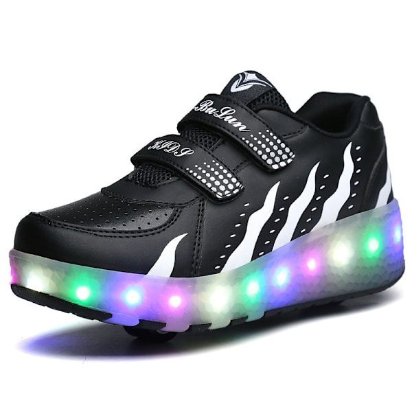 LED Rulleskøyter for Barn, Lysende Rullesko med Hjul Svart Black Black 36