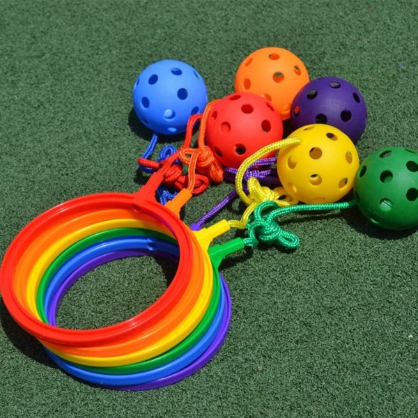6 st Kids Swing Ball Rainbow Colors - Skip Ball Toy Set Catch Ball Set for BH fitness for pojkar og flickor