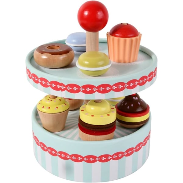 Dessertlekesett for barn 2-lags kakertårnstativ med cupcakes