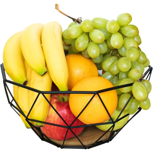 Frukttallrik för köksbänk - Fruktkorg för köksbänk - Svart fruktfat Vintage - Håll frukt och grönsaker fräscha