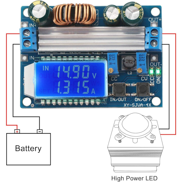 Display Buck Boost-omformer, Abonnentkort DC 5,5-30V 12v til DC 0,5-30V