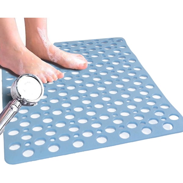 Antislip Brusematte, 53x53 cm Kvadratisk Badematte, Maskinvaskbar Antislip Badematte med Sugkopper, Blå