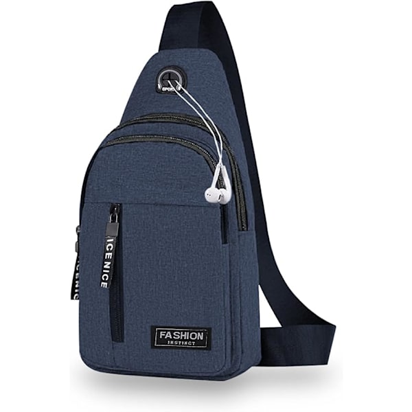 Liten ryggsäck för män Lättvikts ryggsäck i nylon Sling Stöldskydd Casual Herr Kvinnor Bröstväska för vandring Cykling Utomhus resor（Blå） Blue