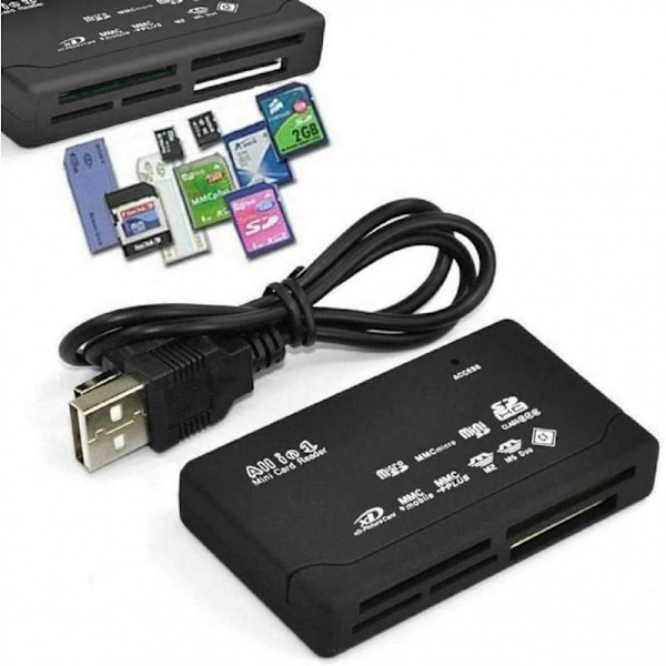 USB Höghastighets Allt-i-ett Mini-minneskortläsare för CF SD MS SDHC m.m. black 50