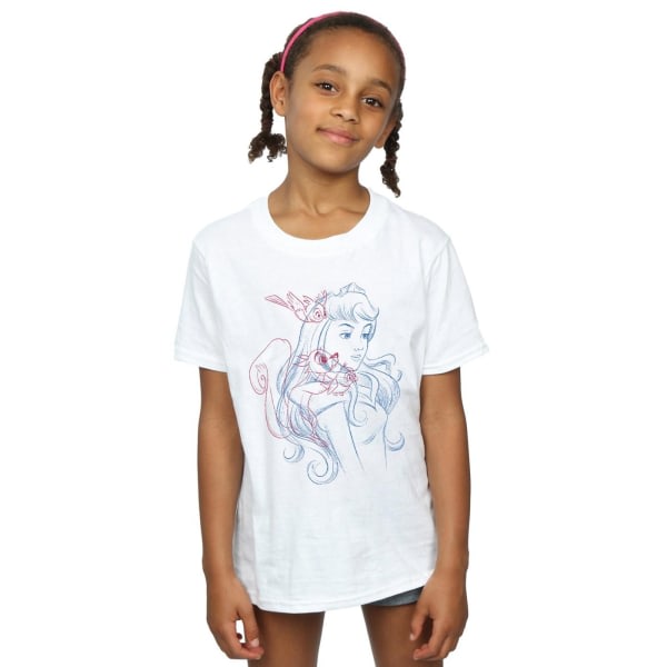 Disney Girls Aurora Animals Sketch T-shirt bomull 3-4 år Whi White 3-4 år