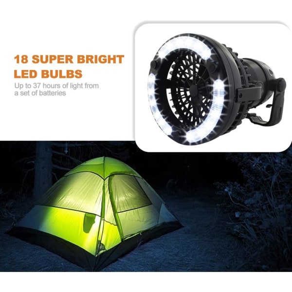 Campinglampor, 2 i 1 bärbara campingtältlampor med fläkt for utendørsaktiviteter Orkannödsituasjon