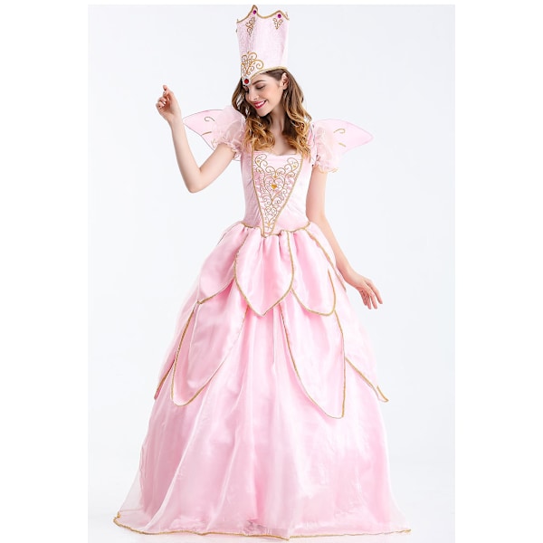 Klassisk lyserød prinsessekostume til kvinder i 3 dele L