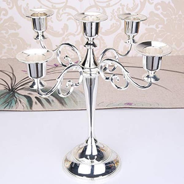 Silver Ljusstake 5 Armar Ljusstakar 27cm Hög T-FF-