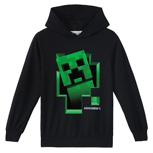 Barn Minecraft Creeper Hoodie Cartoon Print Casual Tröja Grön green 130cm