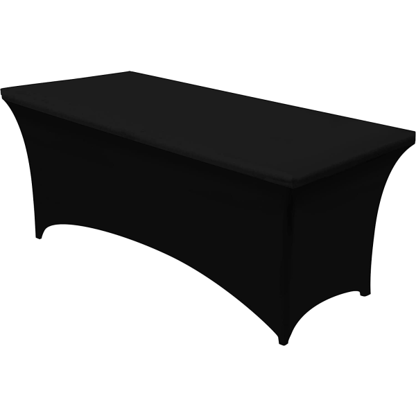 Köksbordsduk i stretch [8 fot, 244 cm] Cover i polyester och spandex - Maskintvättbar och skrynkelbeständig (förpackning med 1, svart)