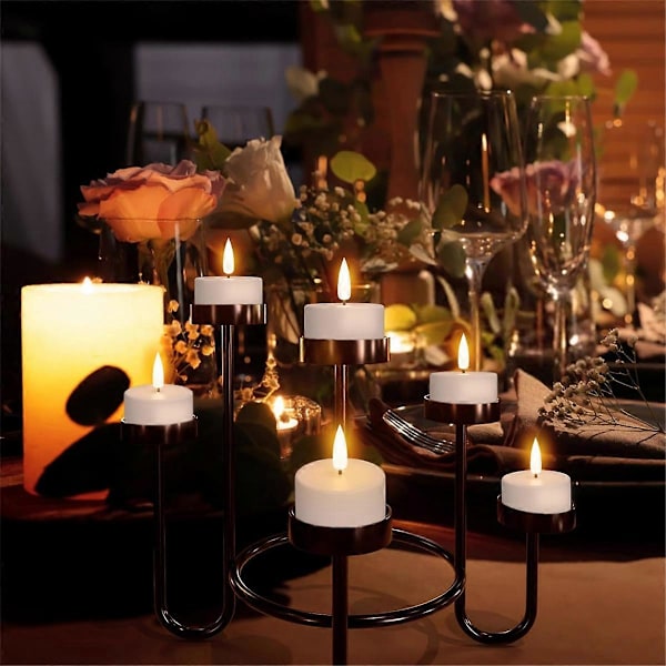 Rechargeable Tea Lights, 12 st Uppladdningsbara Ljus med Fjärrkontroll och Laddningsbas, LED Flamlösa-XF7-