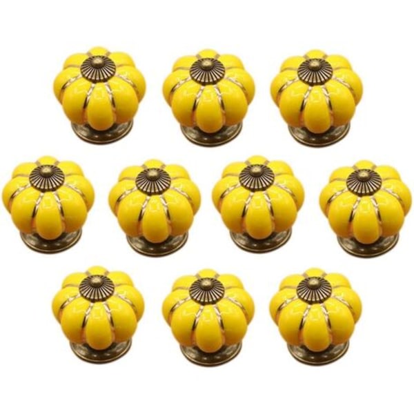 10 keramiska lådknoppar Möbelknoppar för kökslådor och skåp (gul)