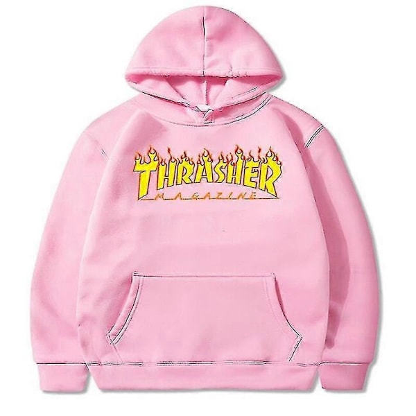 Thrasher Tröja Flame Sweatshirt Casual Topp Mode Print Hoodie | Fruugo Au-Xin Rosa Pink S