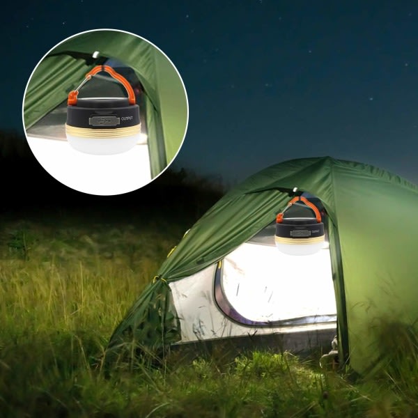2-pak campinglys Lanterne LED USB genopladelig lampe Vandtæt 3 tilstande Power Bank teltlys til udendørs campingvandring i nødsituationer