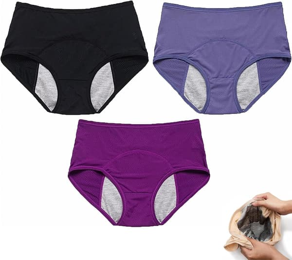 3-pack läckagesäkra damunderkläder - läckagesäkra trosor för över 60 #s inkontinens E E 3XL