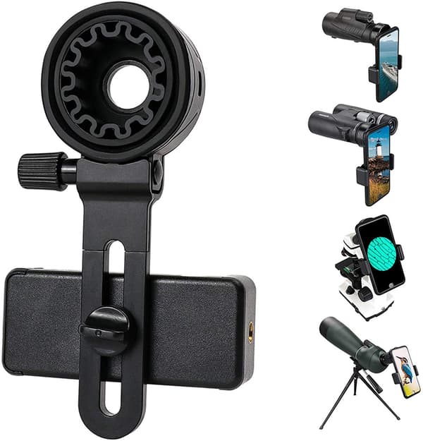 Smartphoneholder Teleskop Clip-On Universalbeslag til Spotlys Sort
