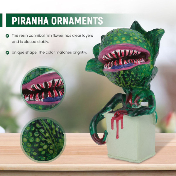 Piranha Flower Replica Movie Prop Yard Resin Ornaments Pieni kauhukauppa Halloween-sisustus