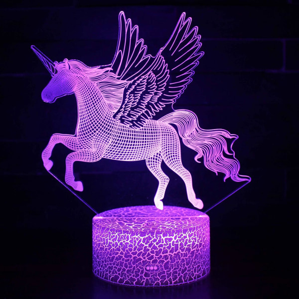 Unicorn LED 3D optisk illusjon Smart 7 farger nattlysbord