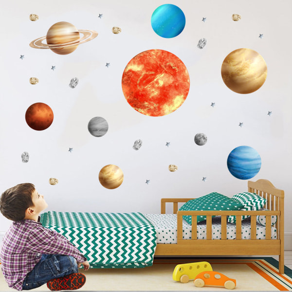 Nine planets wallstickers för barn i vardagsrummet