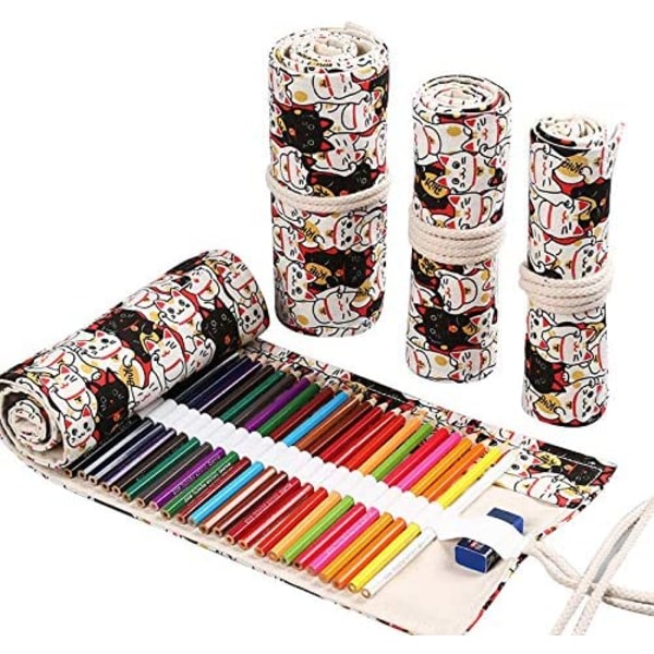 Roll Up case för 36 färgpennor Canvas Organizer Bags