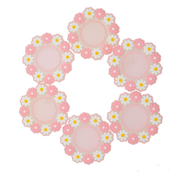 Pak silikoneunderlag til drinks Søde Sakura-blomstermønster Skridsikre silikonekoppermåtter Isolerede glasbrikker Beskytter møbler mod skader (pink)