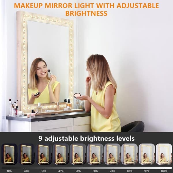 LED Spejl Dæmpbar 3 Farver 9 Niveauer Makeuplampe 2 m