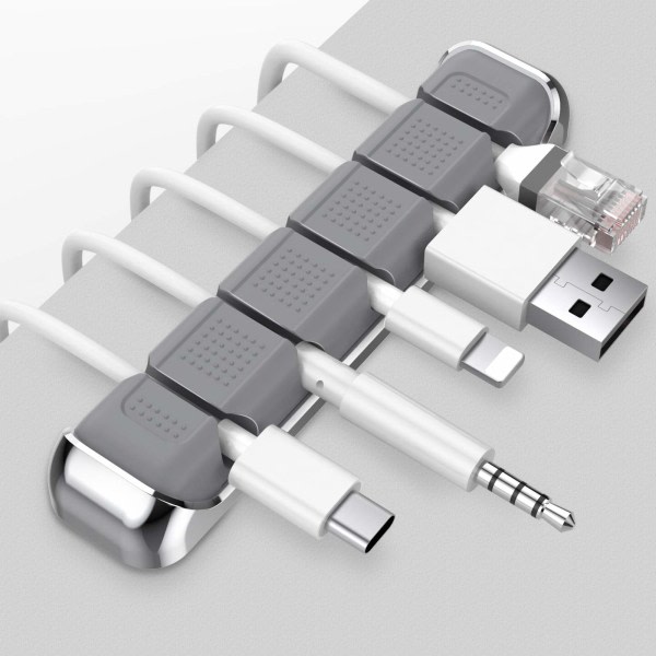 Desktop-ledning metaltrådskabelclips til organiseringskabel (grå)