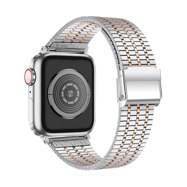 Kompatibel med Apple Watch 41mm / 40mm / 38mm Rem Square Steel Links Sølv / Rose Gold
