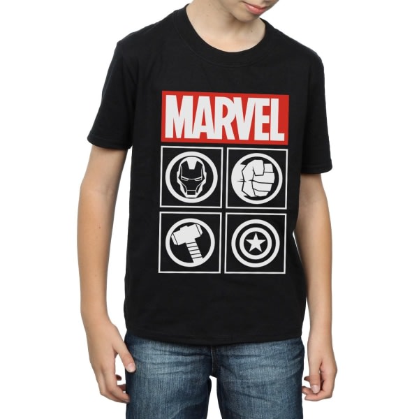 Marvel Boys Avengers Icons T-paita 12-13 vuotta musta 12-13 vuotta